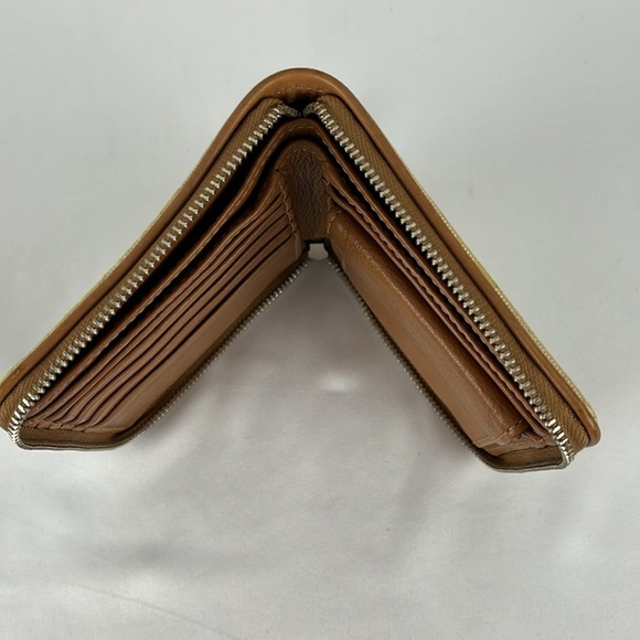 Coach Signature C Jacquard Fabric Zip Around Wallet Yellow with Leather trim - Picture 8 of 15